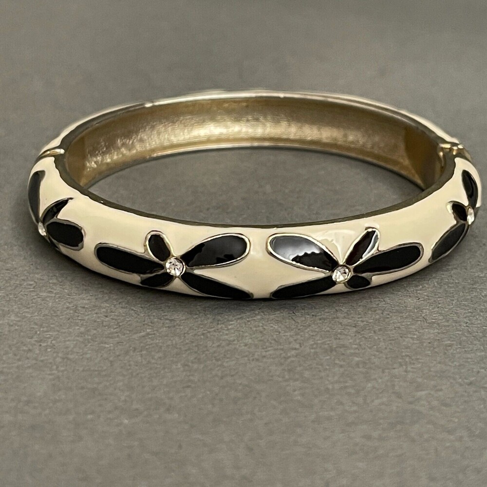 White‎ Black Gold-tone Women's Fashion Bangle Bracelet
